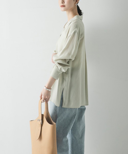 URBAN RESEARCH（アーバンリサーチ）の「キュプラシャツ（シャツ/ブラウス・レディース・チャコールグレー/オフホワイト/ライトベージュ・FREE）」の7枚目の写真