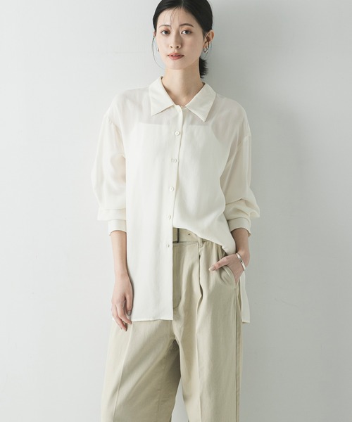 URBAN RESEARCH（アーバンリサーチ）の「キュプラシャツ（シャツ/ブラウス・レディース・チャコールグレー/オフホワイト/ライトベージュ・FREE）」の16枚目の写真