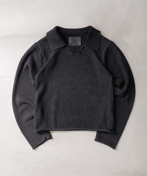 ANDER HUNK(アンダーハンク)の「Roll-up Skipper Knit Polo / ロールアップスキッパーニットポロ(ニット/セーター・メンズ・その他/ブラック・MEDIUM/LARGE)」の2枚目の写真