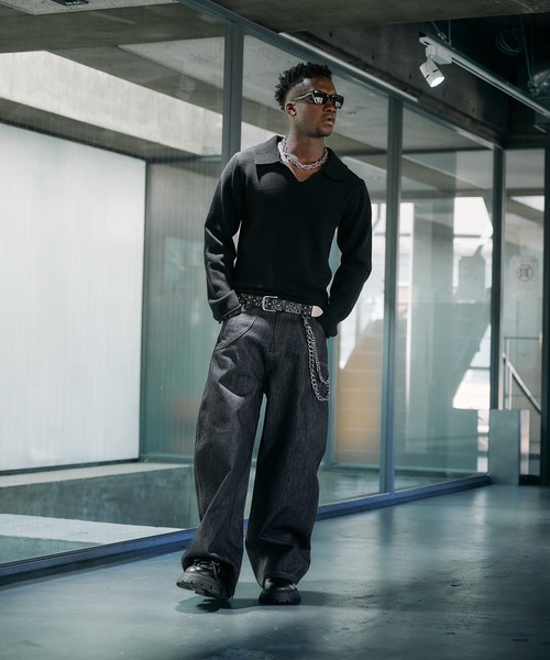 ANDER HUNK(アンダーハンク)の「Roll-up Skipper Knit Polo / ロールアップスキッパーニットポロ(ニット/セーター・メンズ・その他/ブラック・MEDIUM/LARGE)」の7枚目の写真