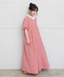 l'atelier du savon | ちぢみギンガム　ドルマン袖のワンピース(ワンピース)