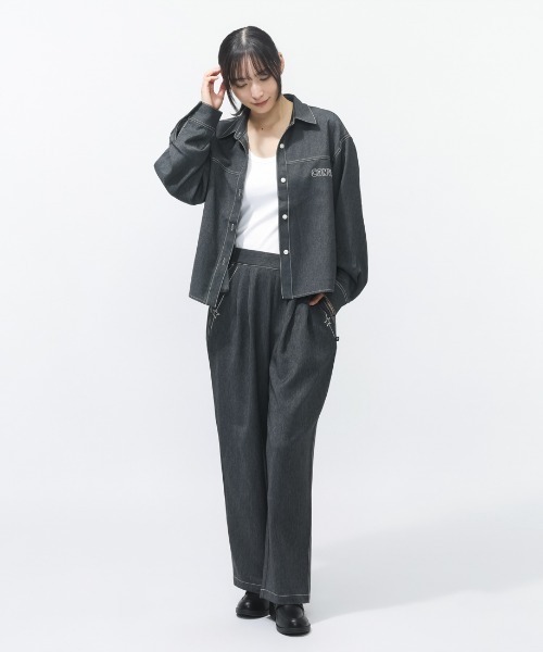 CONVERSE（コンバース）の「コンバース  SYNTHETIC DENIM PANTS L シンセティックデニムパンツ（デニムパンツ・レディース・ネイビー/ブラック/オフホワイト・M/L）」の11枚目の写真