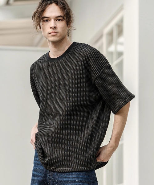 CAMBIO（カンビオ）の「mt10317- Two-Tone Big Waffle Tee ビッグTシャツ(AI-261-014)（Tシャツ/カットソー・メンズ・ブラック/ライトベージュ/ライトグレー・M/L）」の17枚目の写真