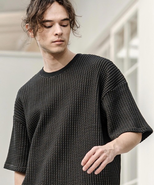 CAMBIO（カンビオ）の「mt10317- Two-Tone Big Waffle Tee ビッグTシャツ(AI-261-014)（Tシャツ/カットソー・メンズ・ブラック/ライトベージュ/ライトグレー・M/L）」の18枚目の写真