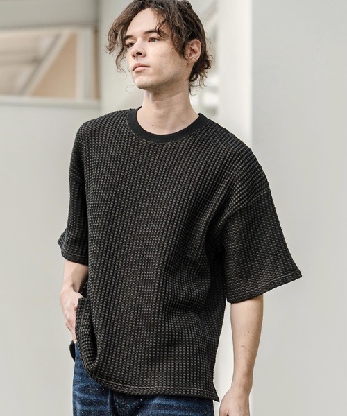 CAMBIO（カンビオ）の「mt10317- Two-Tone Big Waffle Tee ビッグTシャツ(AI-261-014)（Tシャツ/カットソー・メンズ・ブラック/ライトベージュ/ライトグレー・M/L）」の19枚目の写真