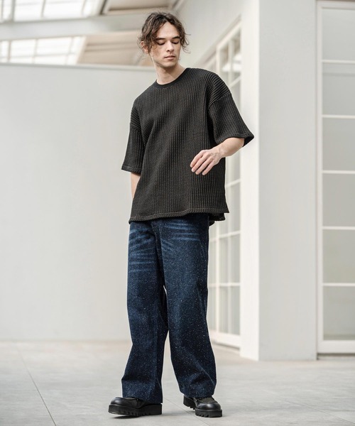 CAMBIO（カンビオ）の「mt10317- Two-Tone Big Waffle Tee ビッグTシャツ(AI-261-014)（Tシャツ/カットソー・メンズ・ブラック/ライトベージュ/ライトグレー・M/L）」の20枚目の写真