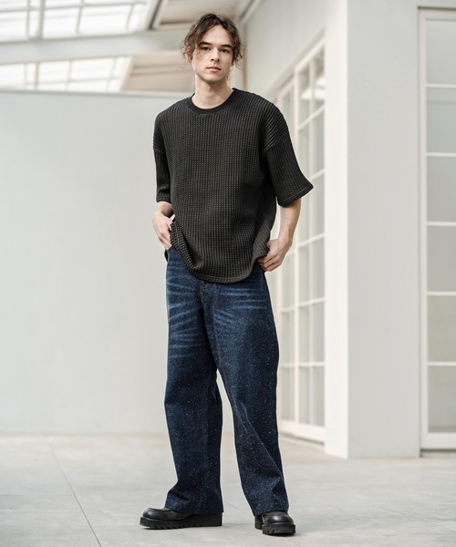 CAMBIO（カンビオ）の「mt10317- Two-Tone Big Waffle Tee ビッグTシャツ(AI-261-014)（Tシャツ/カットソー・メンズ・ブラック/ライトベージュ/ライトグレー・M/L）」の21枚目の写真