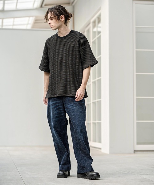 CAMBIO（カンビオ）の「mt10317- Two-Tone Big Waffle Tee ビッグTシャツ(AI-261-014)（Tシャツ/カットソー・メンズ・ブラック/ライトベージュ/ライトグレー・M/L）」の22枚目の写真
