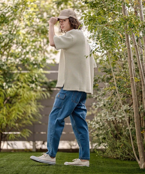 CAMBIO（カンビオ）の「mt10317- Two-Tone Big Waffle Tee ビッグTシャツ(AI-261-014)（Tシャツ/カットソー・メンズ・ブラック/ライトベージュ/ライトグレー・M/L）」の6枚目の写真
