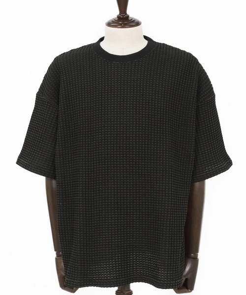 CAMBIO（カンビオ）の「mt10317- Two-Tone Big Waffle Tee ビッグTシャツ(AI-261-014)（Tシャツ/カットソー・メンズ・ブラック/ライトベージュ/ライトグレー・M/L）」の8枚目の写真