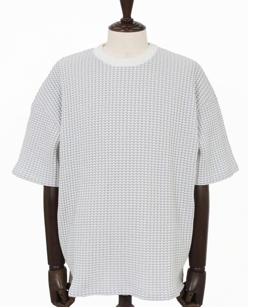 CAMBIO（カンビオ）の「mt10317- Two-Tone Big Waffle Tee ビッグTシャツ(AI-261-014)（Tシャツ/カットソー・メンズ・ブラック/ライトベージュ/ライトグレー・M/L）」の9枚目の写真