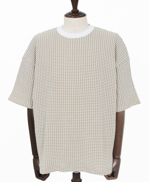 CAMBIO（カンビオ）の「mt10317- Two-Tone Big Waffle Tee ビッグTシャツ(AI-261-014)（Tシャツ/カットソー・メンズ・ブラック/ライトベージュ/ライトグレー・M/L）」の10枚目の写真