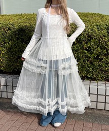 ギャザーフリルシアーワンピース
