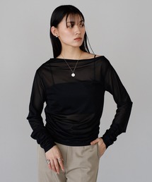asymmetry gather sheer tops / アシンメトリーギャザーシアートップス