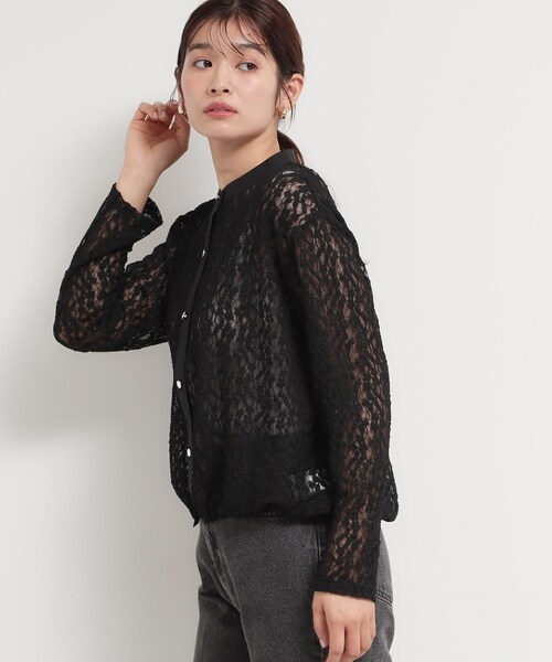 THE SHOP TK （ザ ショップ ティーケー ）の「レースシャツトップス（Tシャツ/カットソー・レディース・ブラック/オフホワイト・13/12）」の11枚目の写真