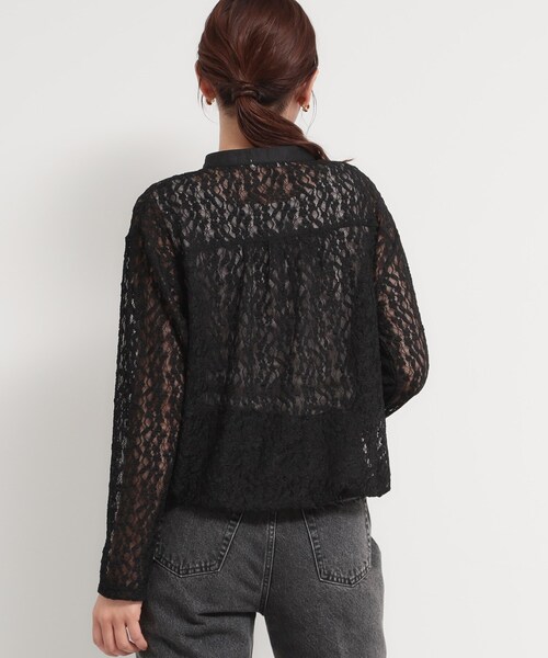 THE SHOP TK （ザ ショップ ティーケー ）の「レースシャツトップス（Tシャツ/カットソー・レディース・ブラック/オフホワイト・13/12）」の12枚目の写真