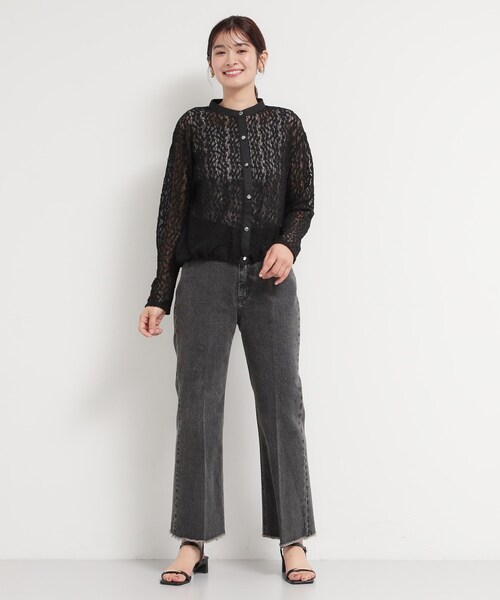 THE SHOP TK （ザ ショップ ティーケー ）の「レースシャツトップス（Tシャツ/カットソー・レディース・ブラック/オフホワイト・13/12）」の13枚目の写真