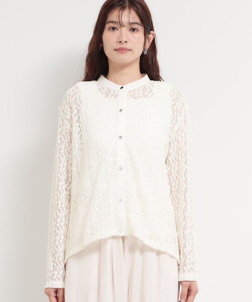 THE SHOP TK （ザ ショップ ティーケー ）の「レースシャツトップス（Tシャツ/カットソー・レディース・ブラック/オフホワイト・13/12）」の15枚目の写真
