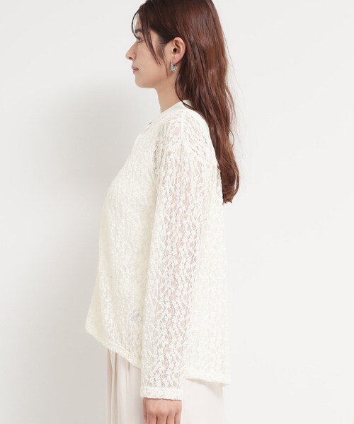 THE SHOP TK （ザ ショップ ティーケー ）の「レースシャツトップス（Tシャツ/カットソー・レディース・ブラック/オフホワイト・13/12）」の4枚目の写真