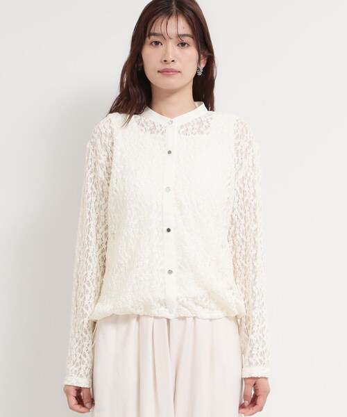 THE SHOP TK （ザ ショップ ティーケー ）の「レースシャツトップス（Tシャツ/カットソー・レディース・ブラック/オフホワイト・13/12）」の9枚目の写真