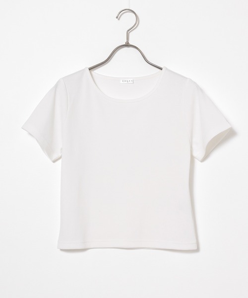 Honeys(ハニーズ)の「コンパクトトップス(Tシャツ/カットソー・レディース・レッド/ホワイト/モカ/ブラック/ブルー・S/M/L)」の18枚目の写真