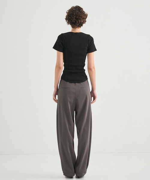 CITY TOKYO(シティトウキョウ)の「【CITY TOKYO/シティートウキョウ】Rib U Neck T/リブUネックTシャツ(Tシャツ/カットソー・レディース・ブラウン/ブラック/ホワイト・FREE)」の14枚目の写真