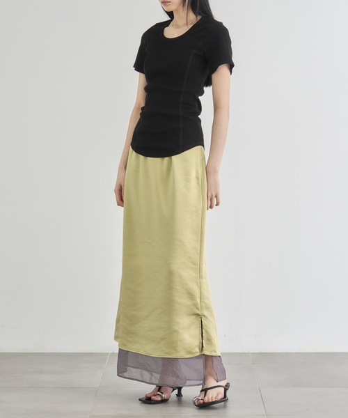 CITY TOKYO(シティトウキョウ)の「【CITY TOKYO/シティートウキョウ】Rib U Neck T/リブUネックTシャツ(Tシャツ/カットソー・レディース・ブラウン/ブラック/ホワイト・FREE)」の18枚目の写真
