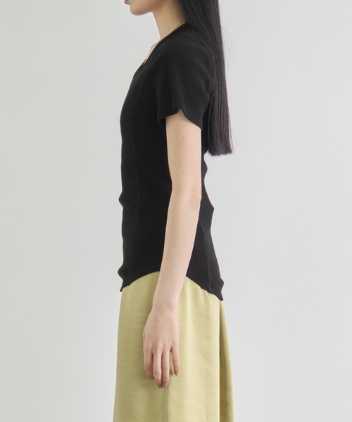 CITY TOKYO(シティトウキョウ)の「【CITY TOKYO/シティートウキョウ】Rib U Neck T/リブUネックTシャツ(Tシャツ/カットソー・レディース・ブラウン/ブラック/ホワイト・FREE)」の20枚目の写真