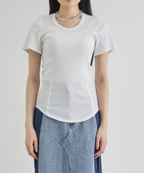 CITY TOKYO(シティトウキョウ)の「【CITY TOKYO/シティートウキョウ】Rib U Neck T/リブUネックTシャツ(Tシャツ/カットソー・レディース・ブラウン/ブラック/ホワイト・FREE)」の10枚目の写真
