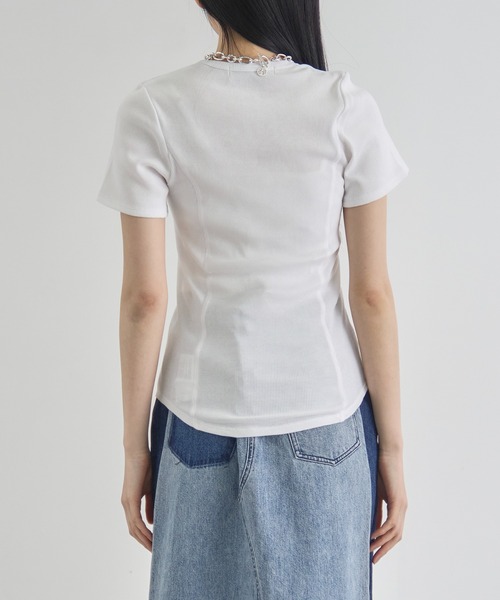 CITY TOKYO(シティトウキョウ)の「【CITY TOKYO/シティートウキョウ】Rib U Neck T/リブUネックTシャツ(Tシャツ/カットソー・レディース・ブラウン/ブラック/ホワイト・FREE)」の4枚目の写真
