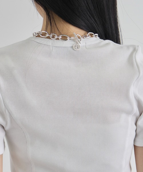 CITY TOKYO(シティトウキョウ)の「【CITY TOKYO/シティートウキョウ】Rib U Neck T/リブUネックTシャツ(Tシャツ/カットソー・レディース・ブラウン/ブラック/ホワイト・FREE)」の5枚目の写真