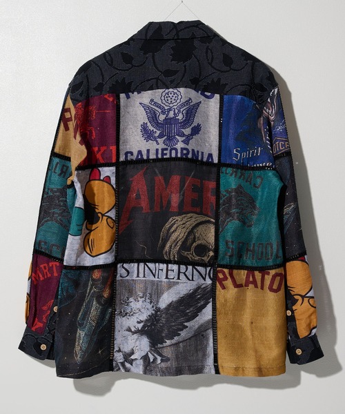 KHOKI（コッキ）の「【KHOKI/コッキ】Patchworked Silk Shirt（シャツ/ブラウス・メンズ・ブラック・2）」の2枚目の写真