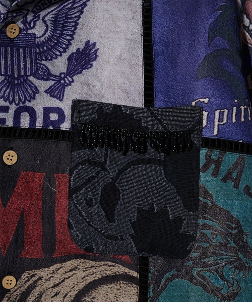 KHOKI（コッキ）の「【KHOKI/コッキ】Patchworked Silk Shirt（シャツ/ブラウス・メンズ・ブラック・2）」の5枚目の写真