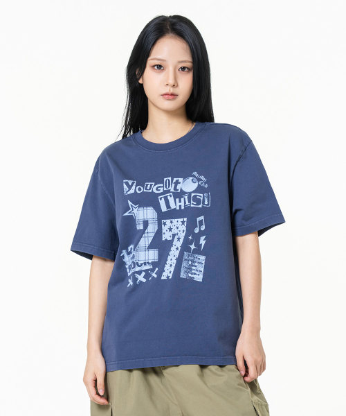 MOZMOZ(モズモズ)の「トゥエンティセブン ピグメント クロップ 半袖Tシャツ ブルー(Tシャツ/カットソー・レディース・その他・1/2/3)」の2枚目の写真