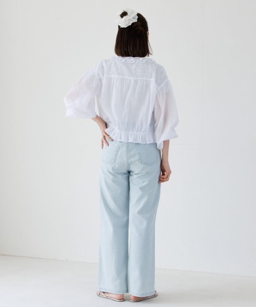 flower（フラワー）の「ギャザーポケットジャケット（ナイロンジャケット・レディース・ホワイト/アイボリー・FREE）」の5枚目の写真