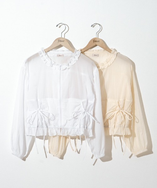 flower（フラワー）の「ギャザーポケットジャケット（ナイロンジャケット・レディース・ホワイト/アイボリー・FREE）」の18枚目の写真