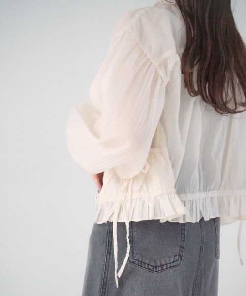 flower（フラワー）の「ギャザーポケットジャケット（ナイロンジャケット・レディース・ホワイト/アイボリー・FREE）」の12枚目の写真