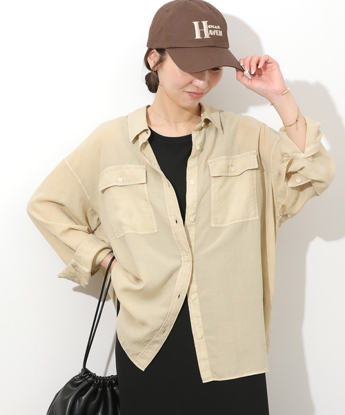 JOURNAL STANDARD relume(ジャーナルスタンダード レリューム)の「ガーメントダイオーバーサイズシャツ(シャツ/ブラウス・レディース・グレー/ブルー系その他/ベージュ/ピンク・FREE)」の2枚目の写真