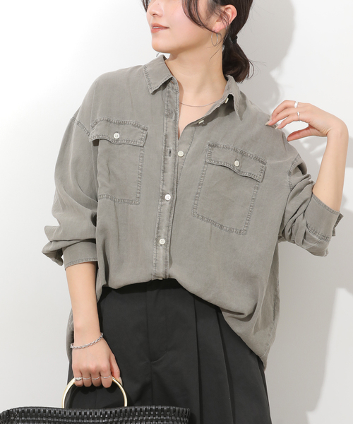 JOURNAL STANDARD relume(ジャーナルスタンダード レリューム)の「ガーメントダイオーバーサイズシャツ(シャツ/ブラウス・レディース・グレー/ブルー系その他/ベージュ/ピンク・FREE)」の1枚目の写真
