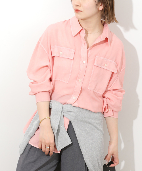 JOURNAL STANDARD relume(ジャーナルスタンダード レリューム)の「ガーメントダイオーバーサイズシャツ(シャツ/ブラウス・レディース・グレー/ブルー系その他/ベージュ/ピンク・FREE)」の4枚目の写真