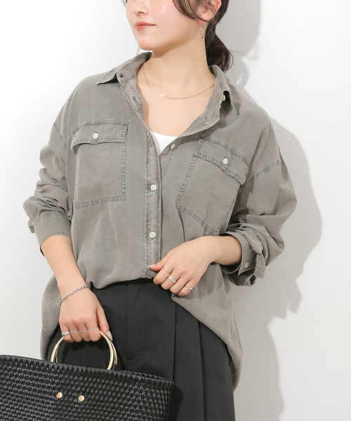 JOURNAL STANDARD relume(ジャーナルスタンダード レリューム)の「ガーメントダイオーバーサイズシャツ(シャツ/ブラウス・レディース・グレー/ブルー系その他/ベージュ/ピンク・FREE)」の9枚目の写真