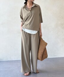 DouDou | 【WEB限定】6分袖スキッパーシャツ＋ワイドパンツ(セットアップ)