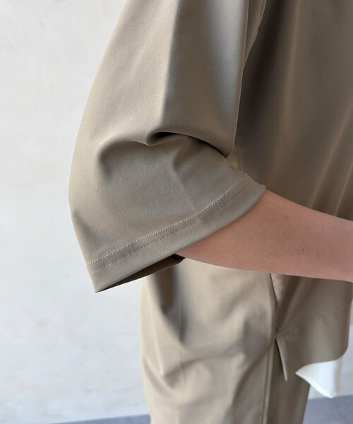 DouDou（ドゥドゥ）の「【WEB限定】6分袖スキッパーシャツ＋ワイドパンツ（セットアップ・レディース・モカ/ブラック・FREE）」の9枚目の写真