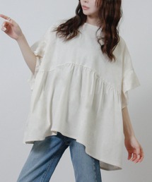 【SG】袖フリルペプラムトップス オーバーサイズTシャツ