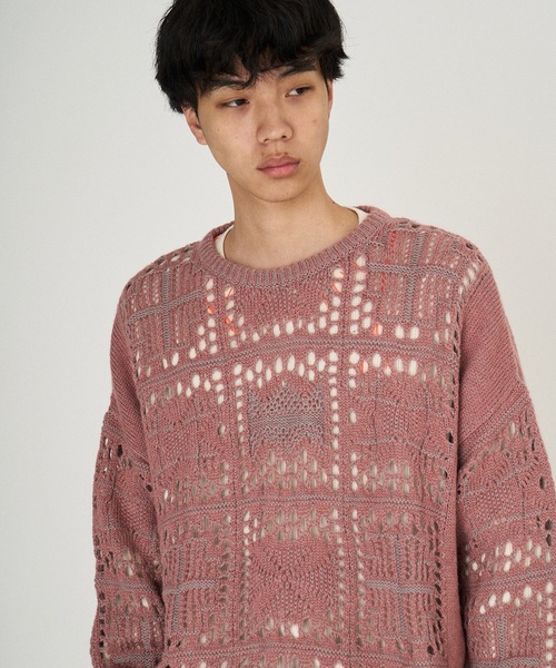 DISCOVERED（ディスカバード）の「MOHAIR LACE KNIT（ニット/セーター・メンズ・ブラック/ホワイト/ピンク・1/3）」の4枚目の写真