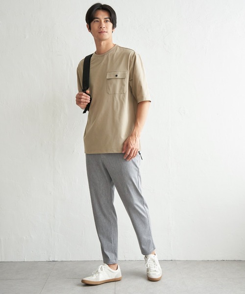 ikka（イッカ）の「【吸水速乾】冷感メッシュ5分袖アウターT（Tシャツ/カットソー・メンズ・グレー/ブラック/ベージュ/ネイビー・XL/L/M/S）」の18枚目の写真