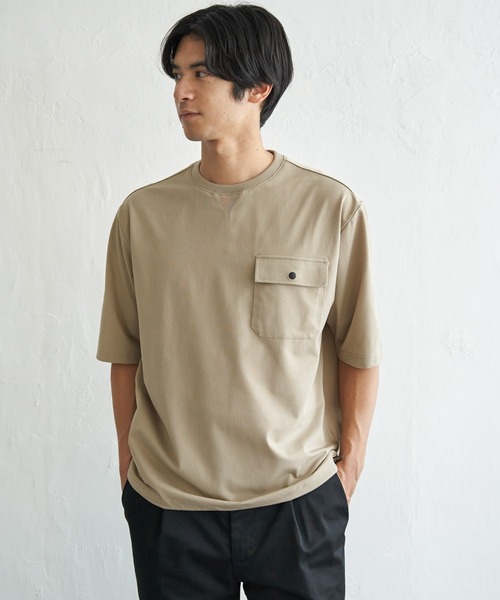 ikka（イッカ）の「【吸水速乾】冷感メッシュ5分袖アウターT（Tシャツ/カットソー・メンズ・グレー/ブラック/ベージュ/ネイビー・XL/L/M/S）」の12枚目の写真
