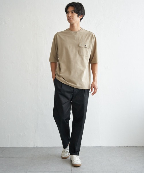 ikka（イッカ）の「【吸水速乾】冷感メッシュ5分袖アウターT（Tシャツ/カットソー・メンズ・グレー/ブラック/ベージュ/ネイビー・XL/L/M/S）」の15枚目の写真