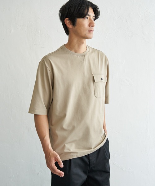 ikka（イッカ）の「【吸水速乾】冷感メッシュ5分袖アウターT（Tシャツ/カットソー・メンズ・グレー/ブラック/ベージュ/ネイビー・XL/L/M/S）」の11枚目の写真