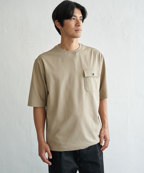 ikka（イッカ）の「【吸水速乾】冷感メッシュ5分袖アウターT（Tシャツ/カットソー・メンズ・グレー/ブラック/ベージュ/ネイビー・XL/L/M/S）」の13枚目の写真